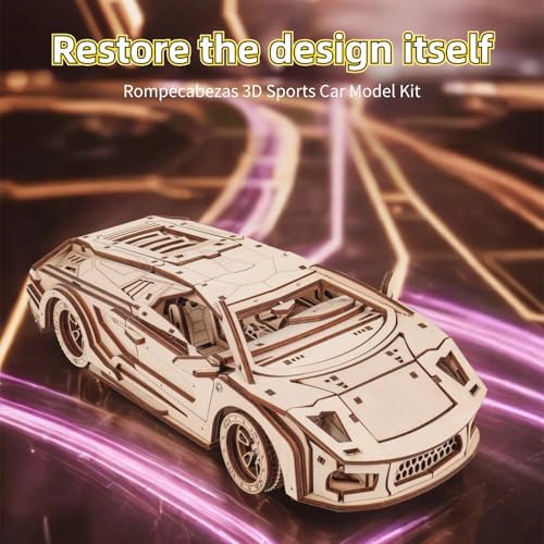 3D Wooden Puzzle Retro Sports Car for Adults - Image 6