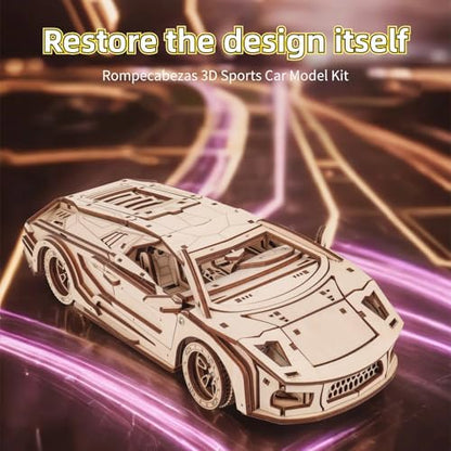 3D Wooden Puzzle Retro Sports Car for Adults - Image 6