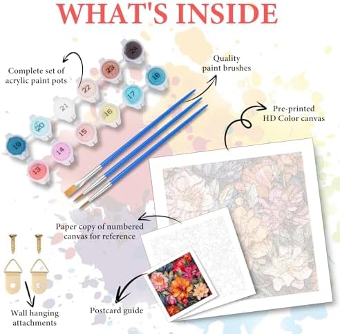 Camocin Paint by Numbers Kit for Adults Beginner, Flowers Bloom, 16x16 Inch - Image 5