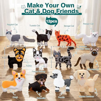 CiyvoLyeen Puppy Cat Sewing Kit for Kids – Fun Kitten Plush Toy Sewing for Girls & Boys – DIY Felt Dog Craft Gift Set Ages 7 8 9 10 11 12 - Image 2