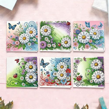 6Pcs Greeting Card DIY Diamond Art Painting Greeting Cards Special Shaped Holiday Blessing Folding Card Kit with Envelope Arts Crafts for Birthday Festival-Flowers03 - Image 5