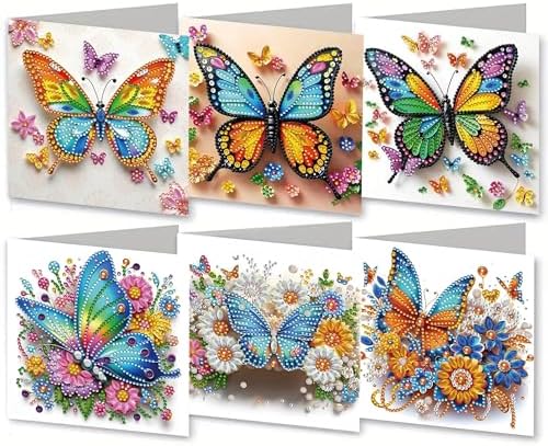MaiYiYi 6 Packs DIY Butterfly Diamond Art Greeting Cards Kit by MaiYiYi