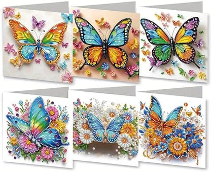 MaiYiYi 6 Packs DIY Butterfly Diamond Art Greeting Cards Kit by MaiYiYi