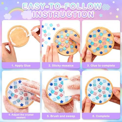 Reallnaive 48 Sets Mosaic Coaster Kit with Glass Tiles,Sparkle Style - Image 3