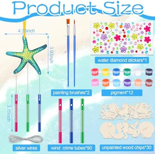 JellyArch Ocean Animal 30 Pack DIY Wind Chime Kit Art and Crafts - Image 3