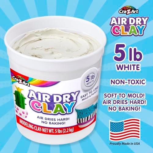 Cra-Z-Art Air Dry Clay - 5lb Bucket Natural White Modeling Clay, Perfect for Sculpting, School Projects, Bulk Class Supplies for Teachers, Day Cares, Camps, Essential for School - Image 2