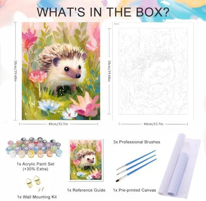 Natuyalo Paint by Numbers Kit for Adults Beginner - Hedgehog Adult Paint by Number Kits on Canvas, Animals Easy Adults' Paint-by-Number Kits Acrylic Painting Art Craft Home Wall Decor 16x20 inch - Image 5