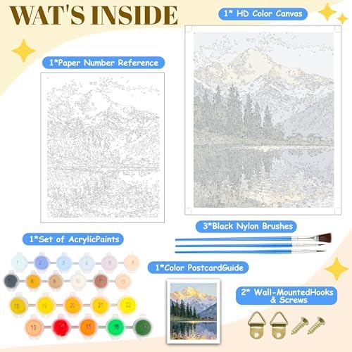 NKVNKV Paint by Numbers Kit for Adults Beginners, Mountain Adult Paint by Numbers on 20" Lx16 W Canvas for Painting Kits for Adults in Colorful Box，for Gift Home Wall Decor Without Frame (Mountain) - Image 3