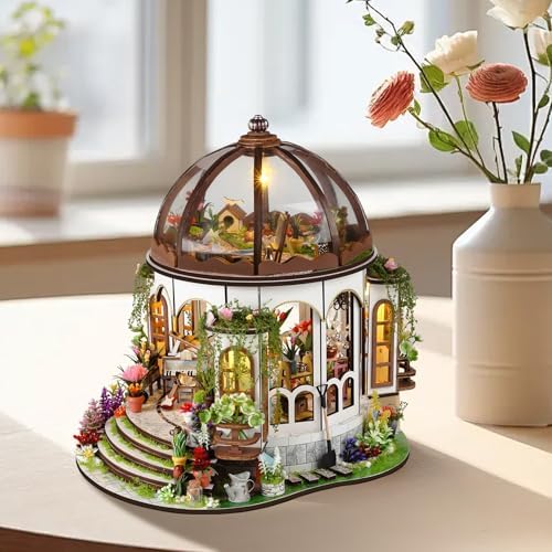Flower Dollhouse Kit, DIY Miniature House Kit LED Lights for Adult - Image 6