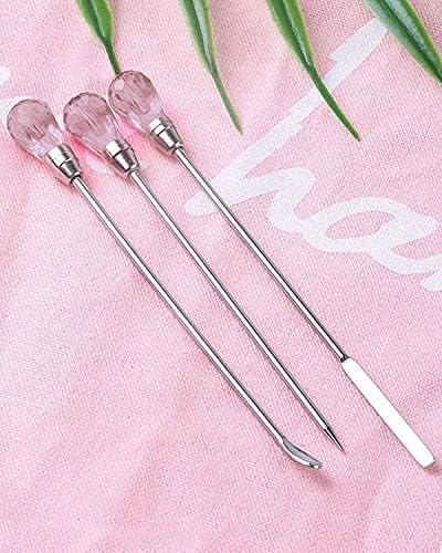 11 Pcs Resin Spoon Tools Kit-Metal Stir Sticks Resin Spoons Poke Needle with Anti-Static Stainless Steel Precision Tweezers Set for Resin Crafts,Jewelry Making,DIY Epoxy Silicone Resin Molds(Pink) - Image 5