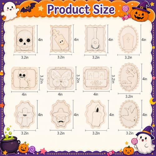12 Pack Day of the Dead DIY Wooden Craft Kit, Skull Frame Wood Craft Decor - Image 2