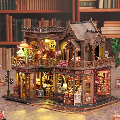 Plustopoy DIY Miniature House Kit - 3D Wooden Puzzle Bookshelf Decor with Furniture & LED Light, Dollhouse Kit Creative Craft Building Set for Adults, for Women Men - Image 5