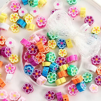 100pcs Mixed Polymer Clay 10mm Spacer Beads for Women Jewelry Making DIY Bracelet Necklace Hair Clip Accessories (Flower) - Image 2