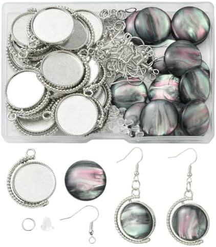 Elowynvelle DIY Dangle Earring Making Kit, Include Zinc Alloy Pendant Trays, Resin Cabochons, Jump Rings & Earring Hooks, for Jewelry Making DIY Earring Accessories by Unknown