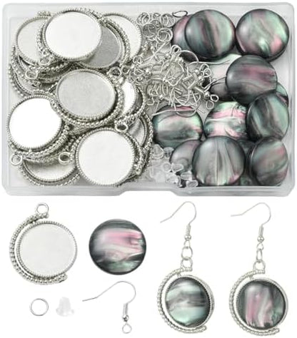 Elowynvelle DIY Dangle Earring Making Kit, Include Zinc Alloy Pendant Trays, Resin Cabochons, Jump Rings & Earring Hooks, for Jewelry Making DIY Earring Accessories by Unknown