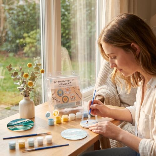 8 Pack Mountain Paint by Numbers Kits Coasters with Holder Cork Pads - Image 4