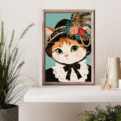 Framed Paint by Numbers Kit for Adults Beginner & Kids Ages 8-12, Funny Cat Adult Paint by Number Kits on Canvas with Frame, DIY Acrylic Number Painting for Adults for Home Decor Gift 8 x 12 Inch - Image 2