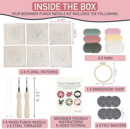 Emri Lane Punch Needle Kit – 6 Floral Design Punch Needle Embroidery Kit - Image 4