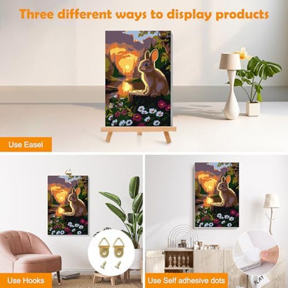 MOGTAA Easter Bunny Paint by Numbers Kit for Adults Beginners with Frame, Landscape Adult Paint by Number Kits on Canvas with Easel, Easy DIY Flowers Oil Painting Kits for Home Decor, 8x12in - Image 3