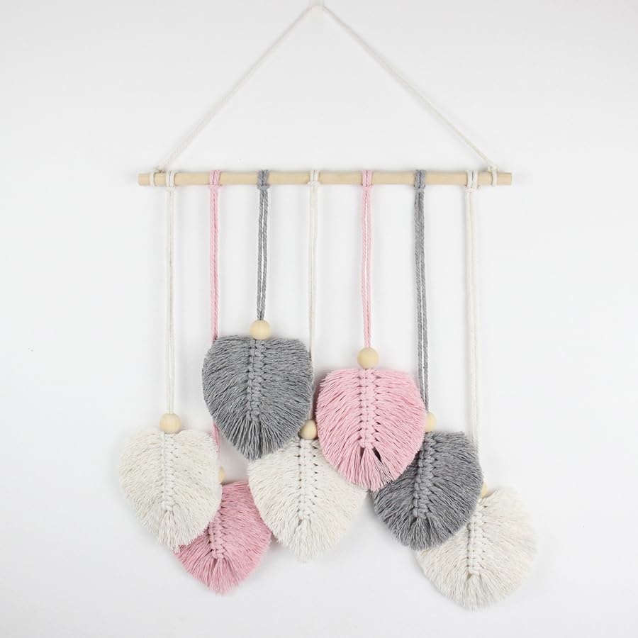 BUFANTL DIY Macrame Leaf Wall Hanging Kit for Beginners, Boho Woven Tapestry Craft Kit with Macrame Cord, Wooden Beads & Printed Instructions, Home Decor Macrame Kit for Adults - Image 4