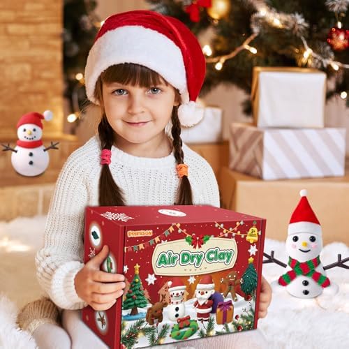 ESSENSON Air Dry Clay Christmas Crafts Kit, 36 Colors DIY Modeling Clay Craft Set with Accessories, Christmas Stocking Stuffers for Kids, Xmas Gift for Girls Boys - Image 6