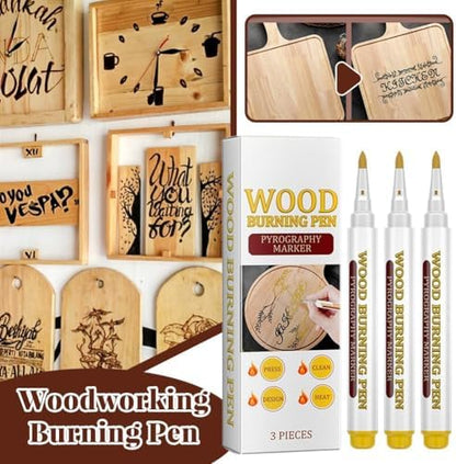 Wood Burning Marker Pen Kit, Pyrography Art Tool for Wood Crafting, PET Tips, DIY Woodburning Marker Kit for Beginners, 2025 New Home Studio School Art Projects - Image 2