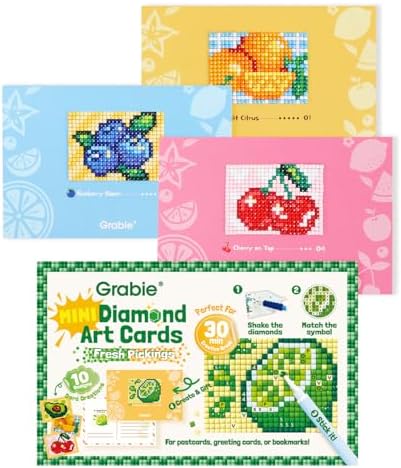 Grabie Mini Diamond Painting Cards Kit, 10 Pack Square Drill, Fresh Picking by Grabie