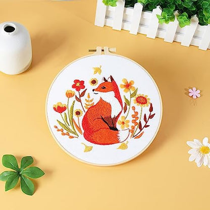 Louise Maelys Autumn Fox Embroidery Kit for Beginners Floral Craft - Image 6