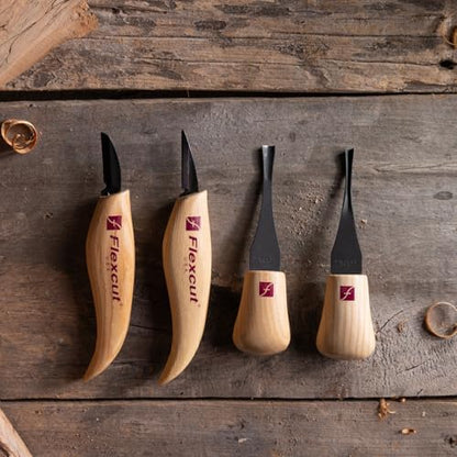 Flexcut Wood Carving Tools| Beginner Palm & Knife Set | 1095 High Carbon Steel Blades| Ergonomic Ashwood Handles | KN600 | Made in the U.S.A. - Image 5