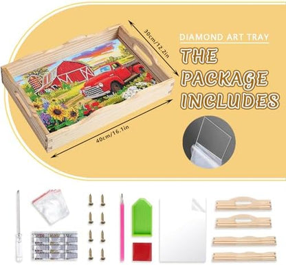 DOTSOPS DIY Red Car Diamond Painting Serving Tray with Handle for Adults - Image 2