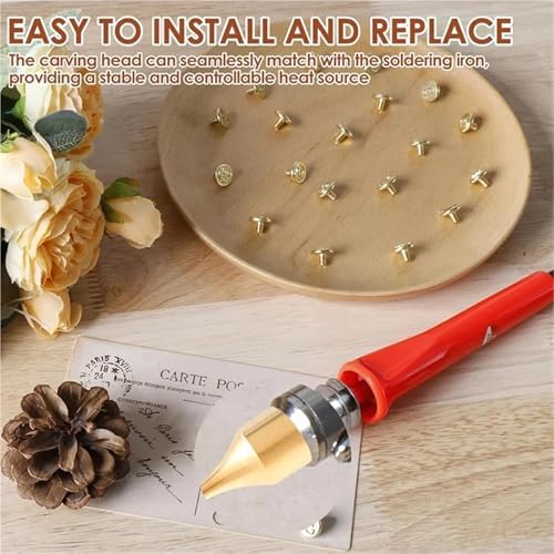 Wood Burning Tip Set, 26 Letters Wood Burning Tip Kit Copper Letter Number Soldering Iron Stencils US Plug - Image 3