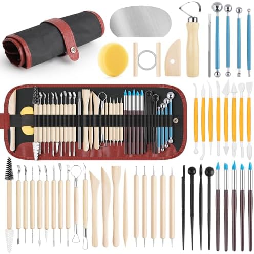 UUSYCUN 48PCS Pottery Tools for Sculpting, Clay Tool Kit for Carving, Modeling Ceramics, Pottery Kiln, Polymer Clay Tools for Trimming, Beginners, Pros, Adults, Supplies by UUSYCUN