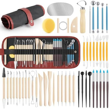 UUSYCUN 48PCS Pottery Tools for Sculpting, Clay Tool Kit for Carving, Modeling Ceramics, Pottery Kiln, Polymer Clay Tools for Trimming, Beginners, Pros, Adults, Supplies by UUSYCUN