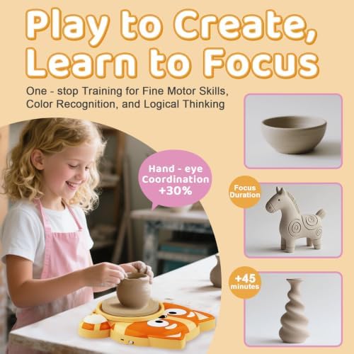 Pottery Wheel for Kids, Complete Pottery Kit for Beginners, Arts and Crafts for Kids Ages 8-12, with Air Dry Clay Painting Kit Sculpting Tools, Birthday Gift for Boys Girls 6 7 8 9 10 11 12 (Dog) - Image 3