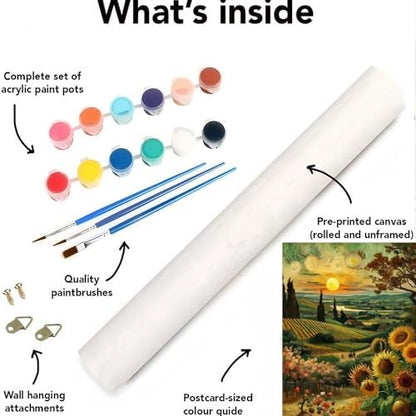 CSZPPQAF Sunflower Paint by Numbers for Adults Beginner, Vvillage Landscape Paint by Number Kits on Canvas DIY Oil Painting Watercolor Color by Numbers for Home Wall Decor 16x20inch - Image 7