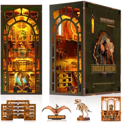 Book Nook Kit - DIY Miniature Museum Dollhouse & Tiny House 3D Wooden Puzzle, Creative Bookshelf Decor with LED-Accented Design, Gifts for Adults, Teens, Home Library & Hobby Crafts by Unknown