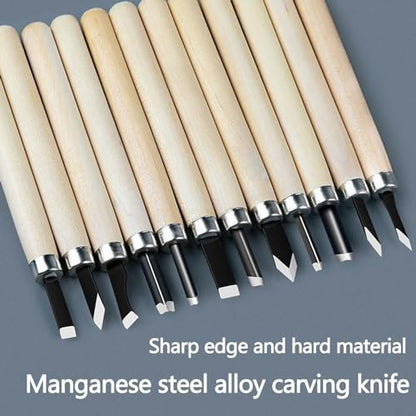 Wood Carving Tools Set, 12-Pcs Wood Whittling Kit with Canvas Roll Bag, Wood Carving Knife Kit for Beginners, Kids & Adults, DIY Craft Gift Set - Image 6