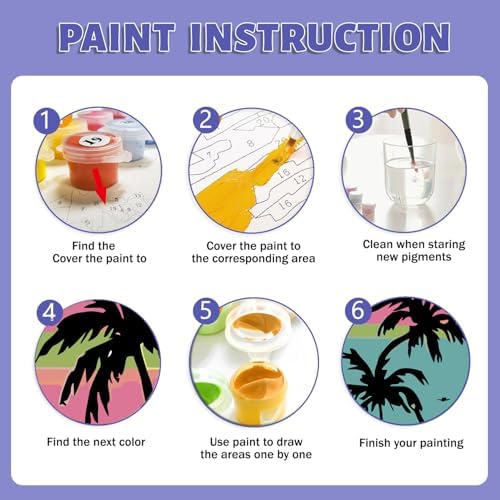 Framed Paint by Numbers Kit for Adults Beginner & Kids Ages 8-12, Beach Easy Paint by Numbers Canvas with Frame, without Easel, DIY Acrylic Number Painting for Adults for Home Decor Gift 8 x 12 Inch - Image 6