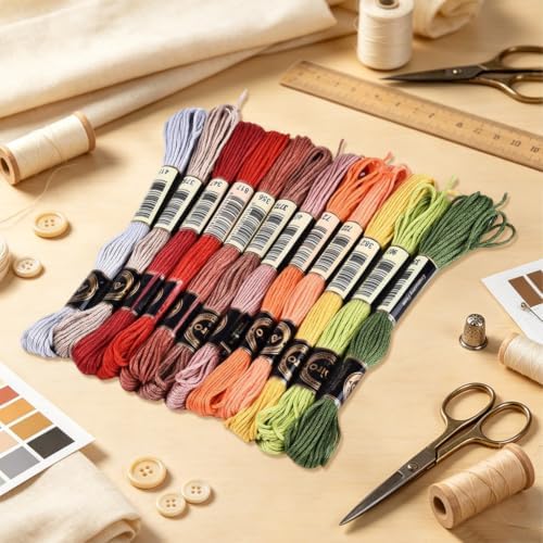 12 Skeins 105 Yards Multi Color Cross Stitch Thread for Bracelets - Image 3