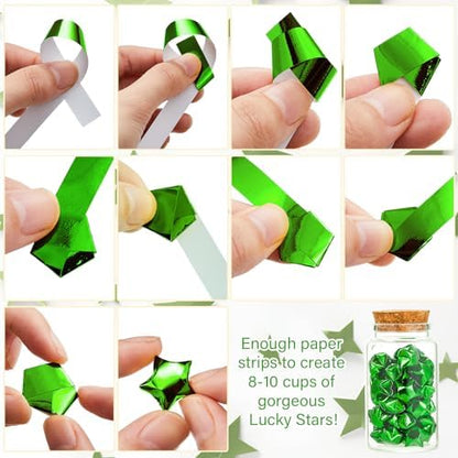 Kigeli 1000 Sheets Origami Star Paper Strips,Green,Solid Style - Image 4