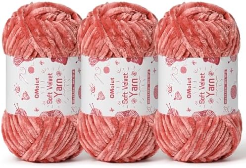 3x100g Fluffy Velvet Chenille Yarn for Crocheting and Knitting, 3x87.4yd Baby Yarn for Crocheting Soft, Crochet Chunky Yarn Amigurumi Yarns (3 Gray Pink) by OMoiut