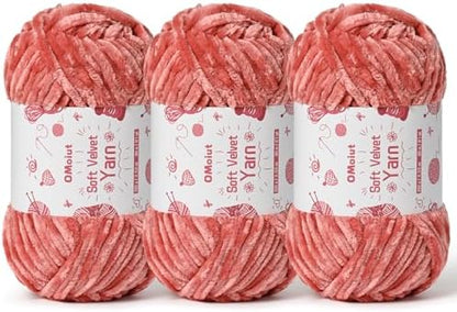 3x100g Fluffy Velvet Chenille Yarn for Crocheting and Knitting, 3x87.4yd Baby Yarn for Crocheting Soft, Crochet Chunky Yarn Amigurumi Yarns (3 Gray Pink) by OMoiut