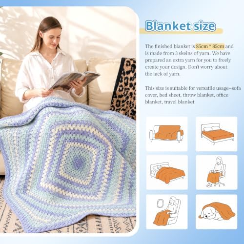 Coopay Crochet Blanket Kit for Beginners w/Step-by-Step Instructions - Image 5