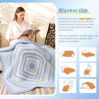 Coopay Crochet Blanket Kit for Beginners w/Step-by-Step Instructions - Image 5