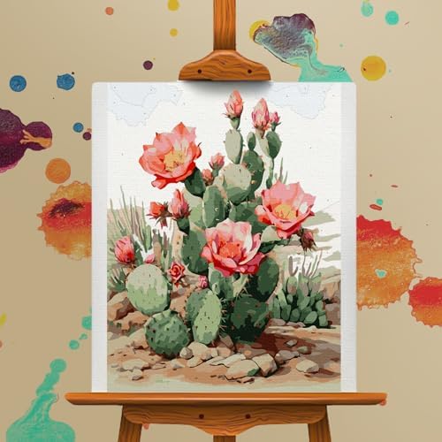 Paint by Numbers Kit for Adults Beginner, Desert Cactus Flowers,16x20 Inch - Image 4