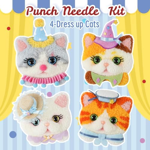 Gipony Punch Needle kit for Beginners,Embroidery kit for Beginners,Punch Needle Kits Adults Beginner,Including Printed Patterns, Needles, Easy to Follow Instructions, and Videos-Cat Family - Image 2