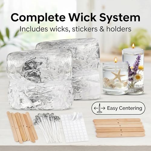 LumaCraft Clear Gel Wax for Candle Making - 4.4LB (2000g) Transparent Jelly Candle Wax with Wicks, Wick Stickers & Holders - Non-Toxic, Unscented DIY Gel Wax for Beginners & Crafters - Image 5