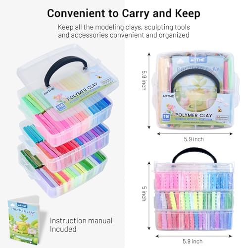 Artme Polymer Clay, 116 Colors Oven Bake Modeling Clay Starter Kits for Kids, Creative Polymer Clay Kit with Sculpting Tools and Jewelry Accessories, Non-Toxic, Ideal DIY Gifts for Adults and Teens - Image 4