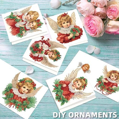 jinglinhh 6pcs Christmas Angel Girl Diamond Art Painting Greeting Cards with Envelopes, DIY Card Making Kits for Adults, Diamond Art Postcards Christmas Cards Craft Gifts - Image 6