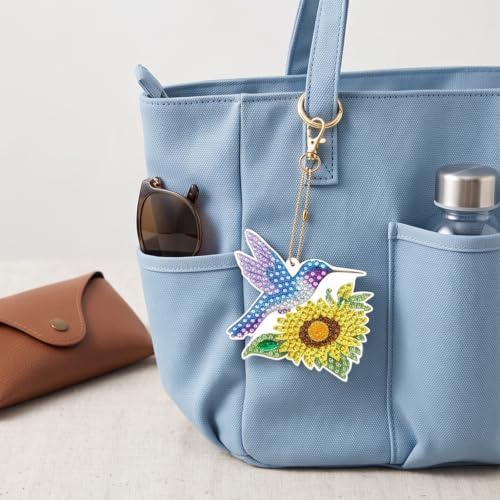 LAKEQUILL Hummingbird Garden 12 Pcs 5D Diamond Painting Keychain Kit - Image 7